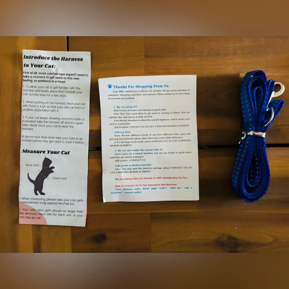 Supet Blue Small Cat Leash and Harness